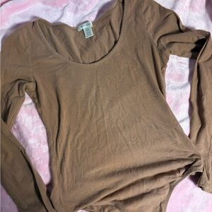 Women's Brown Long Sleeve Bodysuit